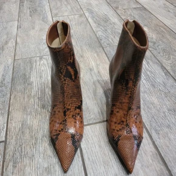 JIMMY CHOO Kix 65 Cuoio Snake Print Pointed Toe Leather Boots Size 36.5 ITALY - Picture 10 of 17